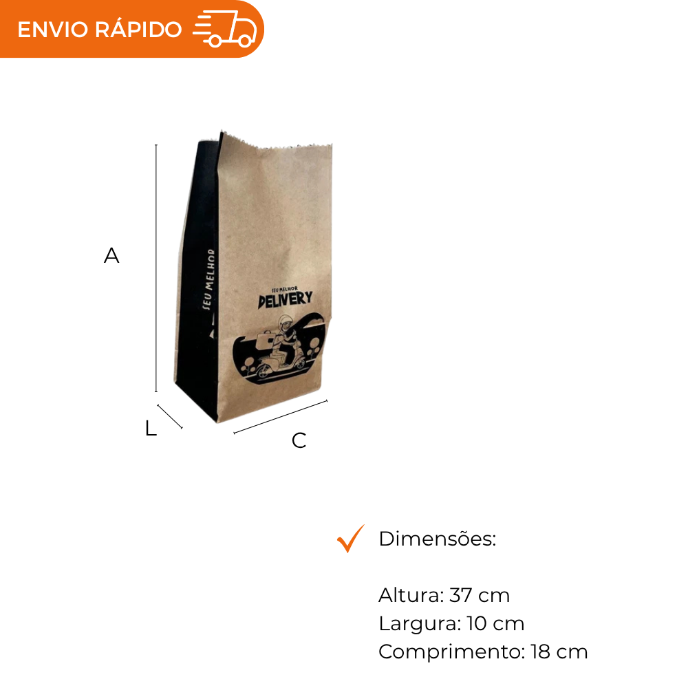 SACO PAPEL 7/5 KG KRAFT S.O.S. DELIVERY - PC C/100