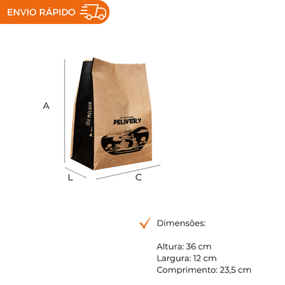 SACO PAPEL 15 KG KRAFT S.O.S. DELIVERY - PC C/100