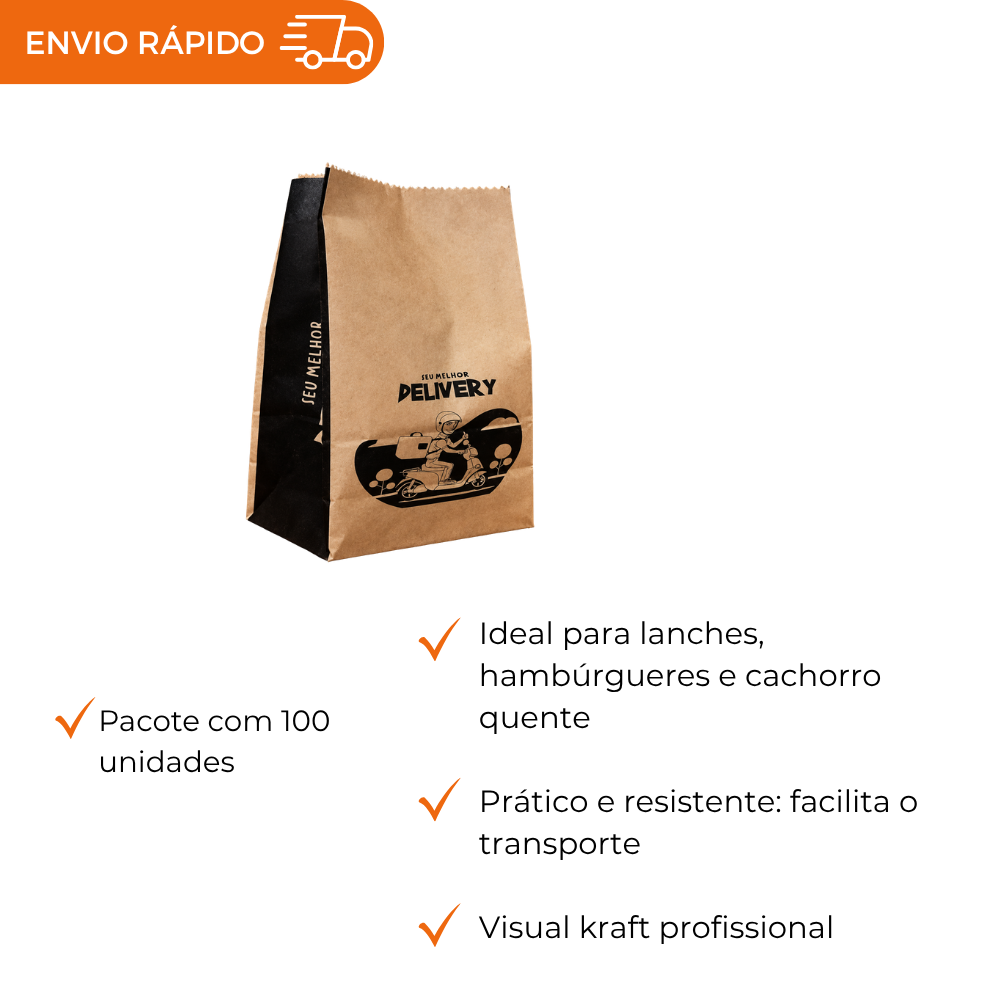 SACO PAPEL 15 KG KRAFT S.O.S. DELIVERY - PC C/100
