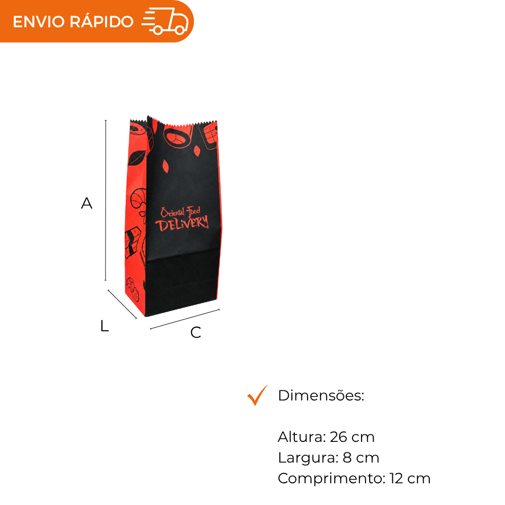 SACO PAPEL 03 KG KRAFT S.O.S. SUSHI - PC C/100
