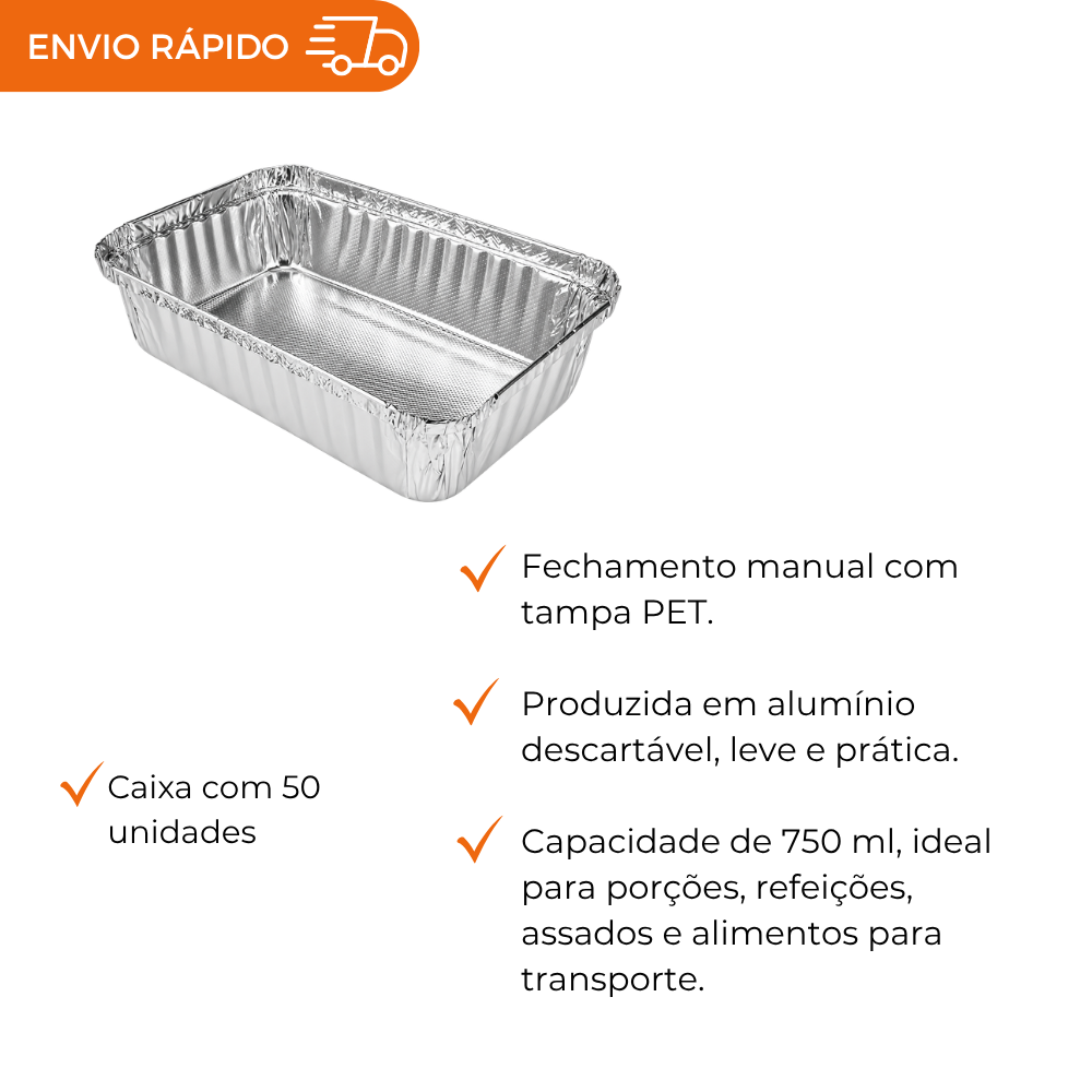 BANDEJA RET C/ TAMPA PET - 750ML M131 - CX C/50