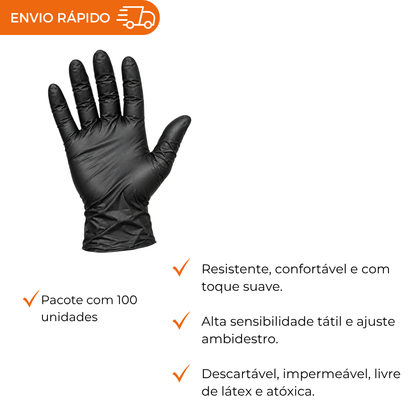 LUVA VINIFLEX S/ PÓ PRETA - G - DP C/100
