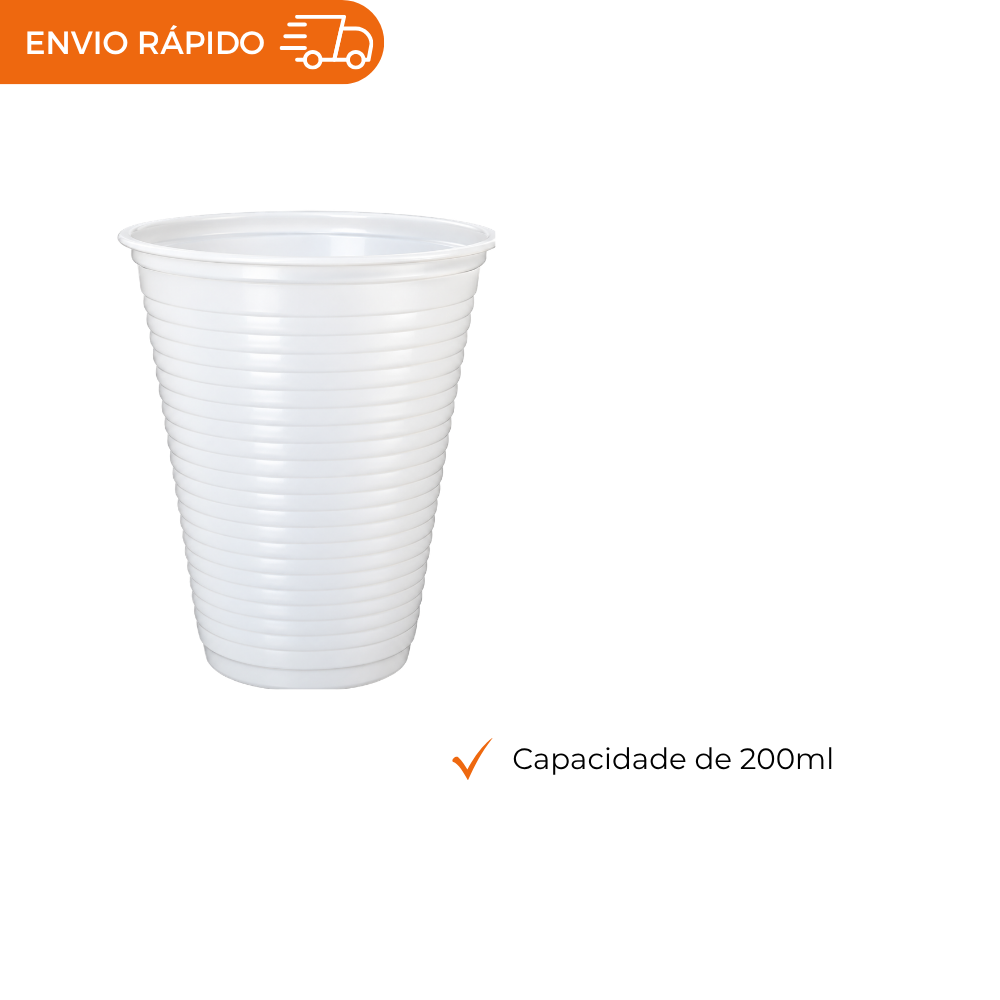 COPO 200 ML DESC. PS BRANCO - CMSB-200 - CX C/25X100