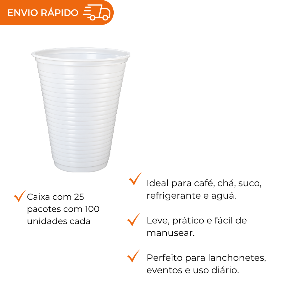 COPO 200 ML DESC. PS BRANCO - CMSB-200 - CX C/25X100