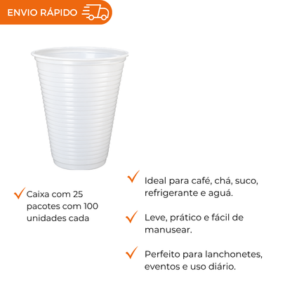 COPO 200 ML DESC. PS BRANCO - CMSB-200 - CX C/25X100