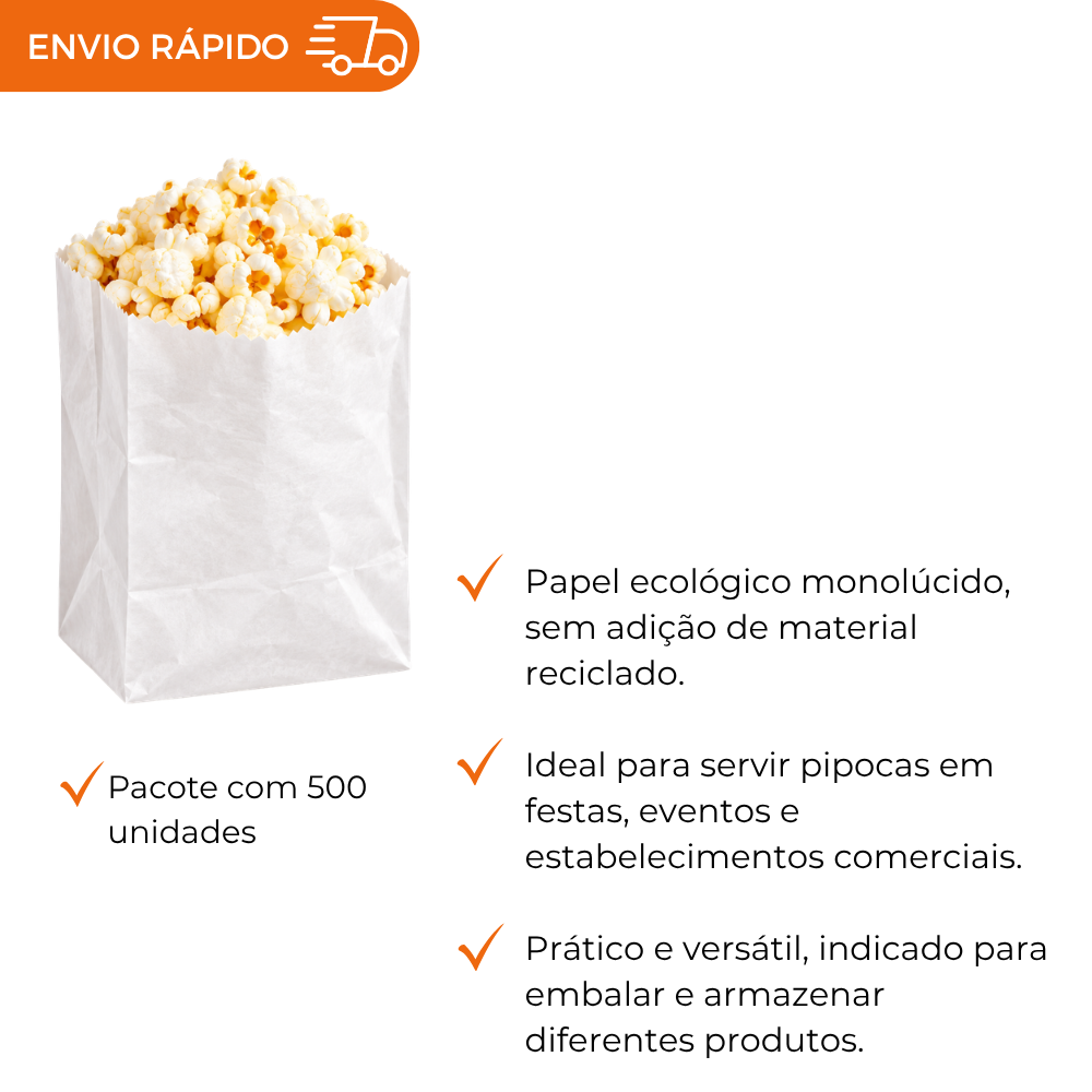 SACO DE PIPOCA MONOLUCIDO Nº4 - PC C/500
