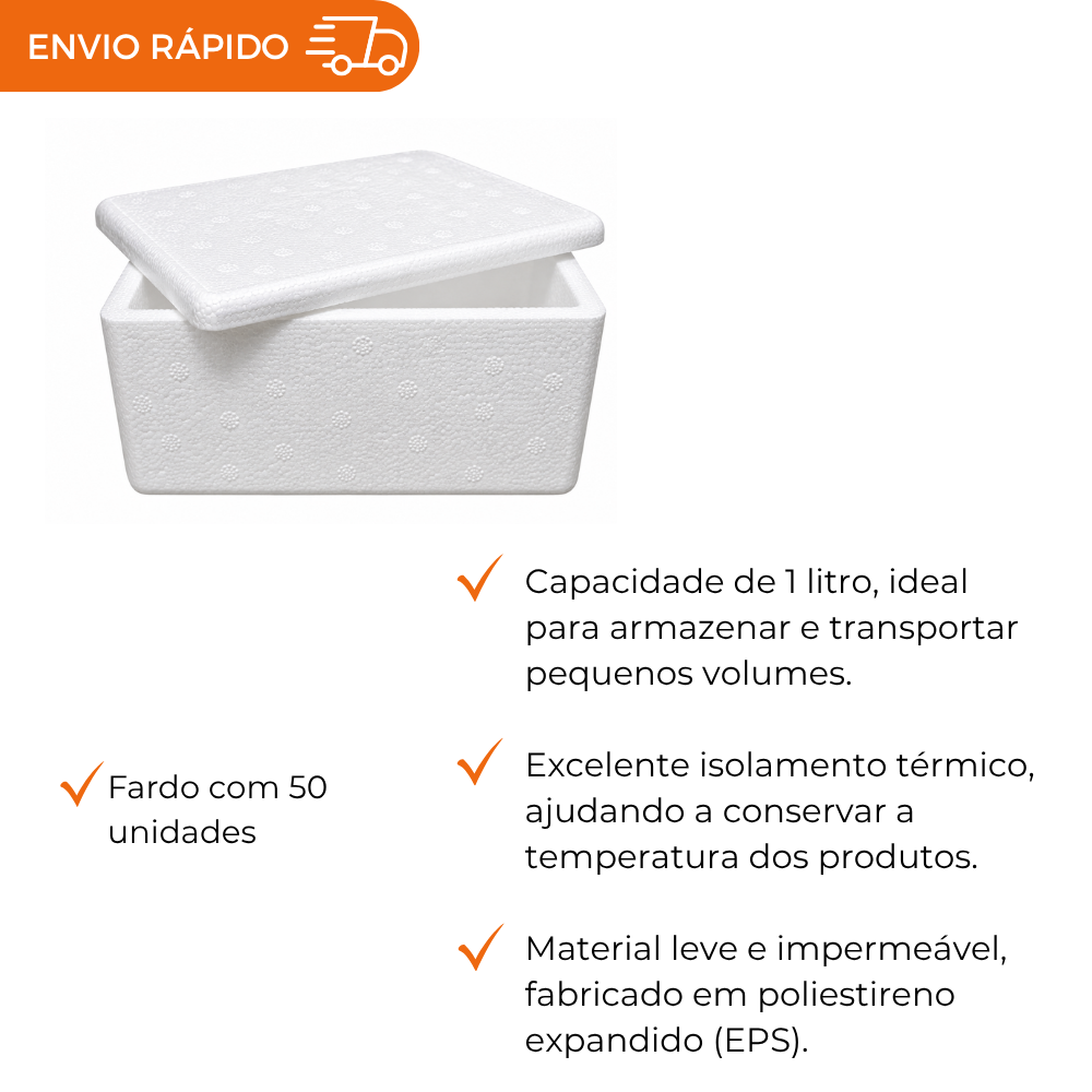 CAIXA DE ISOPOR P/ SORVETE 1L - FD C/50