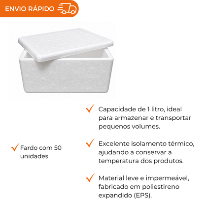 CAIXA DE ISOPOR P/ SORVETE 1L - FD C/50