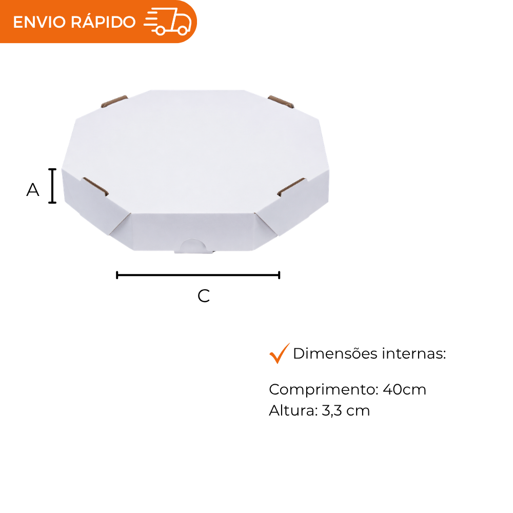 EMB. P/PIZZA 40CM BRANCA S/IMPRESSAO - PC C/25