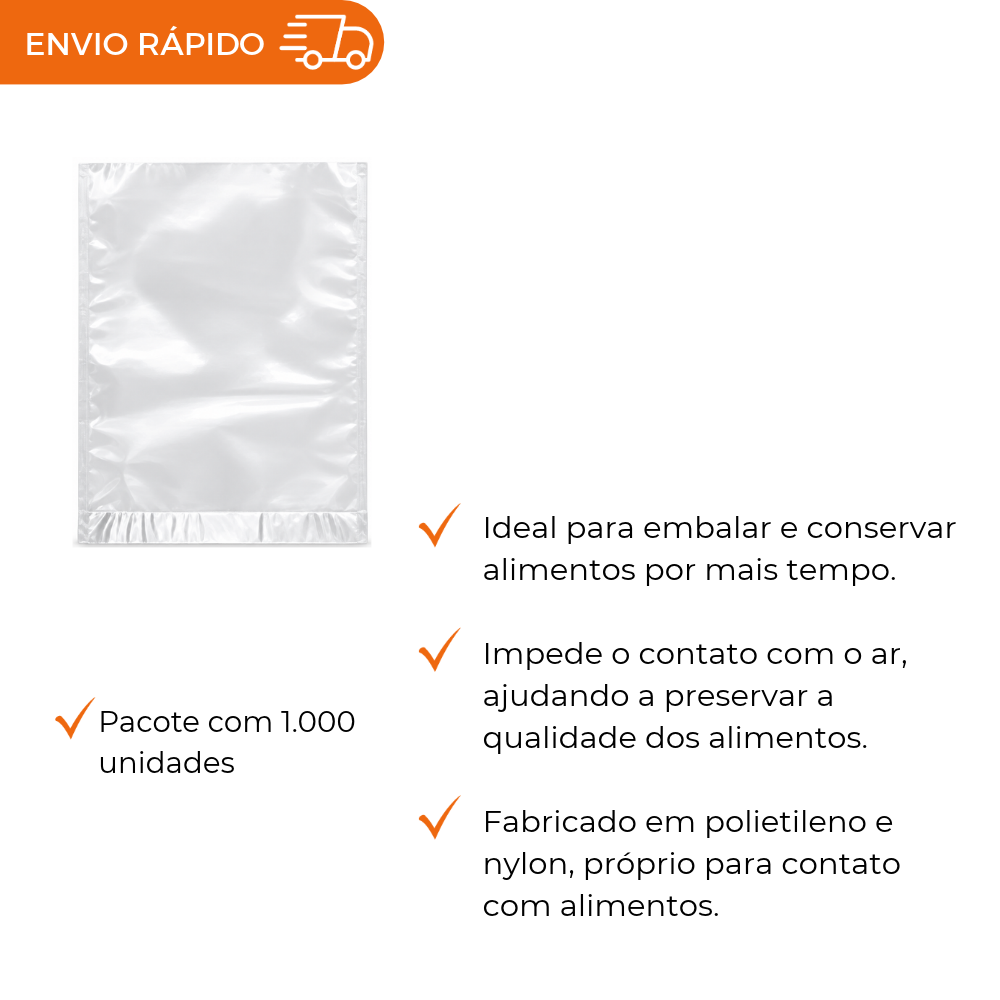 SACO A VACUO - 20X25X0,015. - PC C/1000