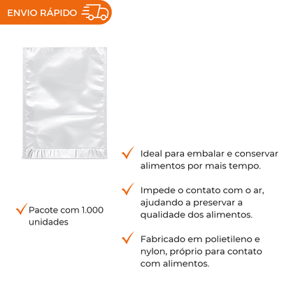 SACO A VACUO - 20X25X0,015. - PC C/1000