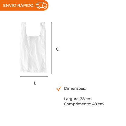 SACOLA C/ALCA 38X48 BRANCA LISA REFORÇADA - PC C/1000