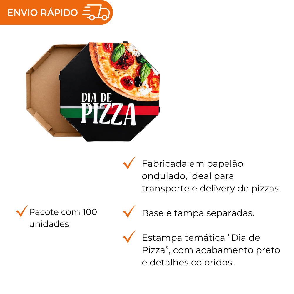 EMBALAGEM PARA PIZZA 35CM BRANCA IMPRESSA DIA DE PIZZA - PC C/10