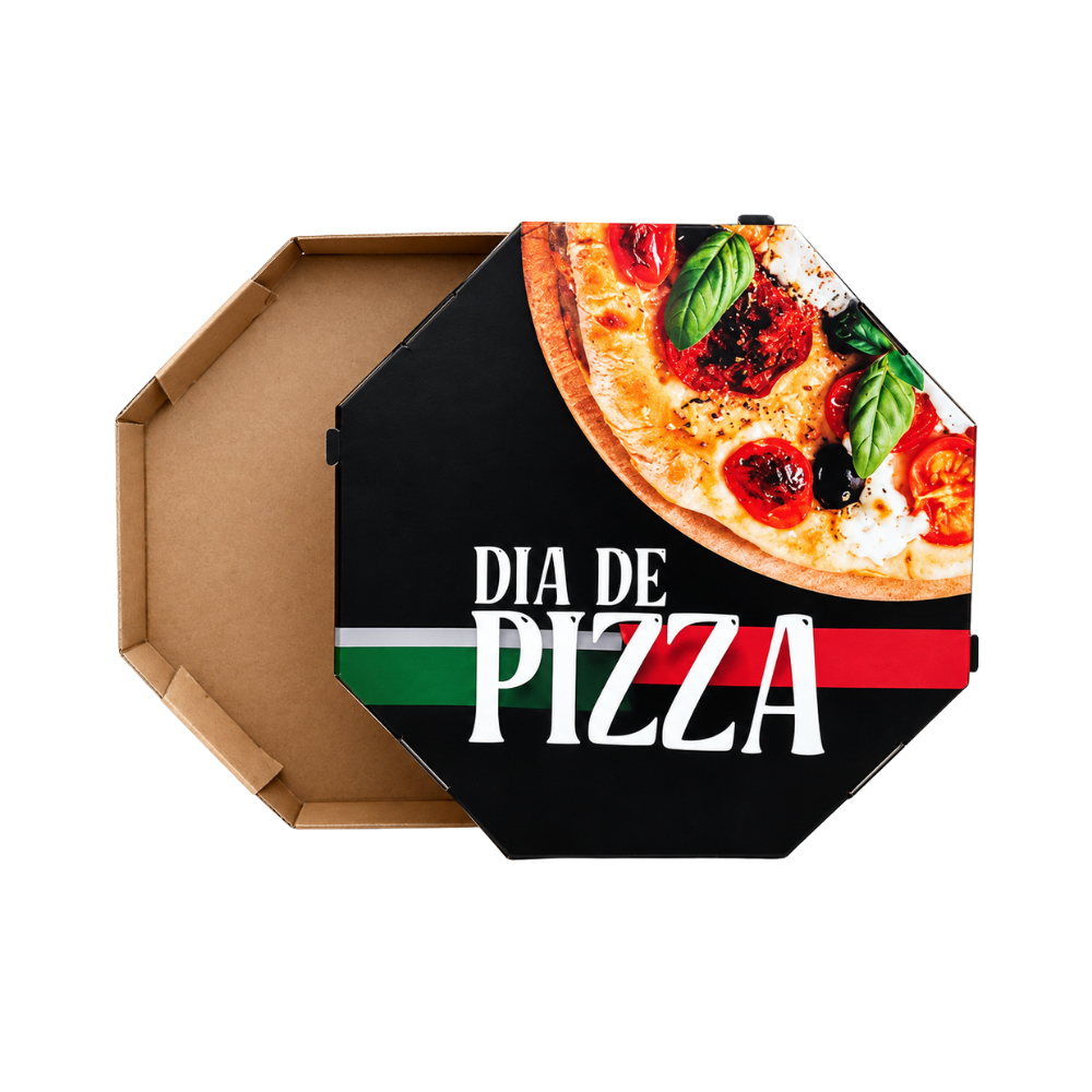 EMBALAGEM PARA PIZZA 35CM BRANCA IMPRESSA DIA DE PIZZA - PC C/10