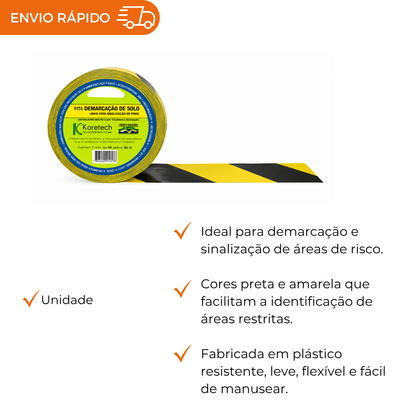 FITA DEMARCACAO ZEBRADA 48MMX14M PTO/AM - UN