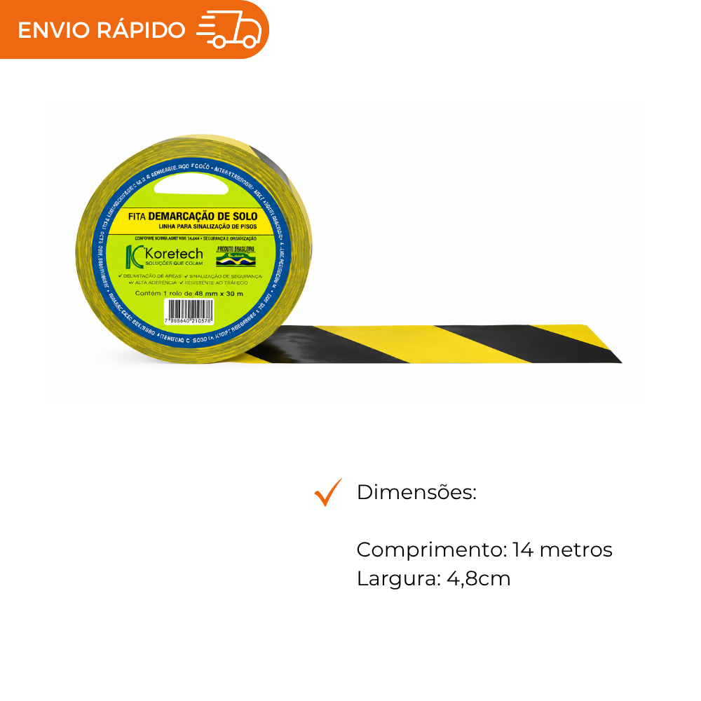 FITA DEMARCACAO ZEBRADA 48MMX14M PTO/AM - UN