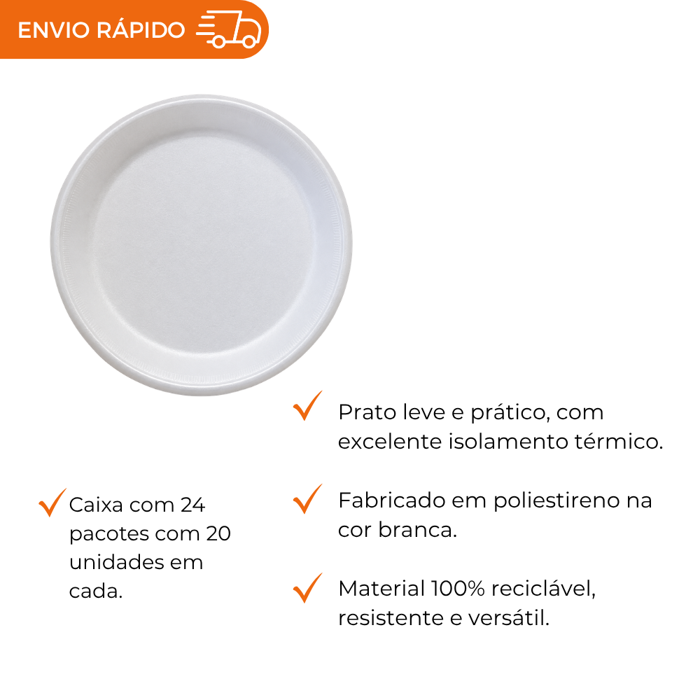 PRATO ISOPOR 15,5CM - FD C/24X20