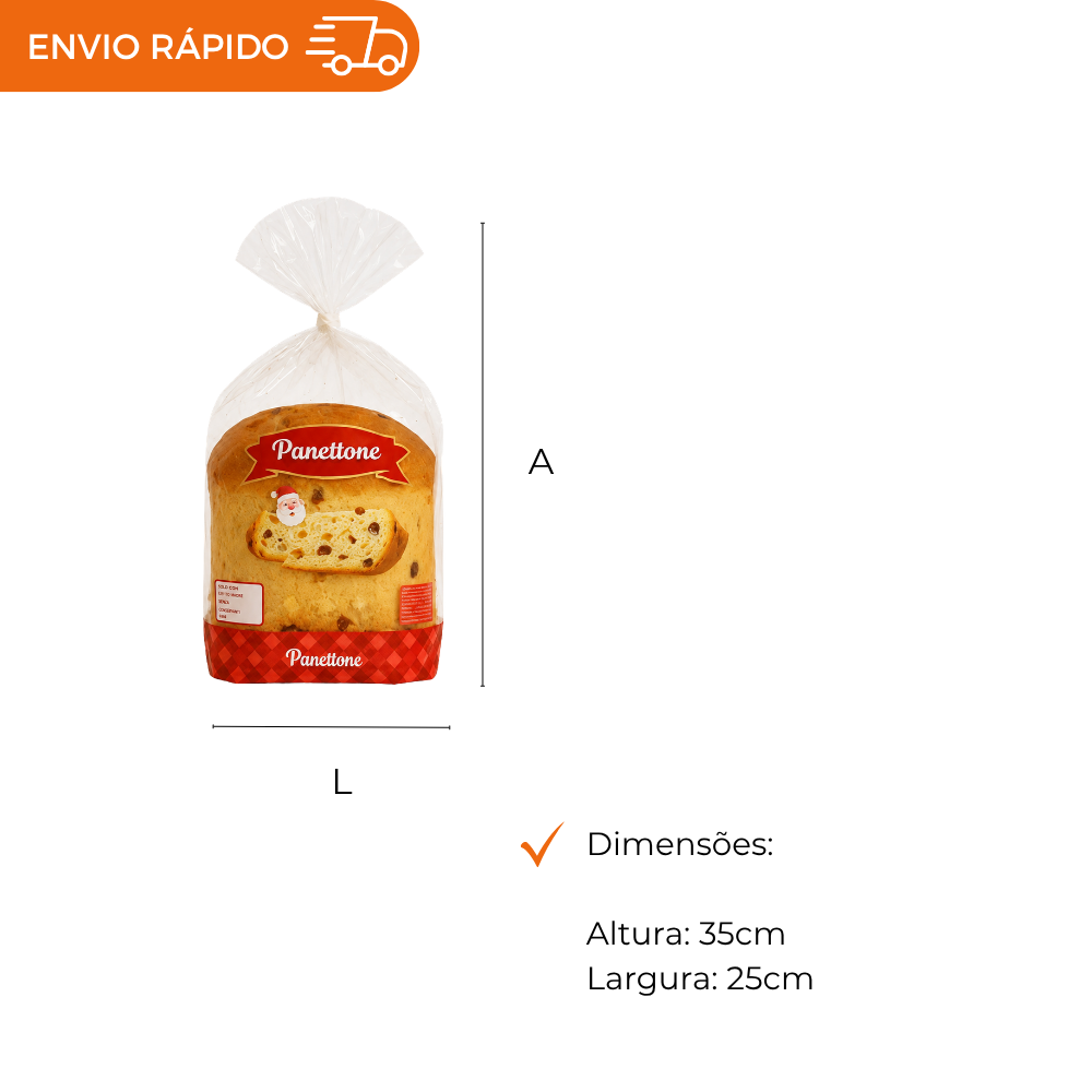 SACO PLAST POLIPROP IMPR PANETONE 25X35 - PC C/100
