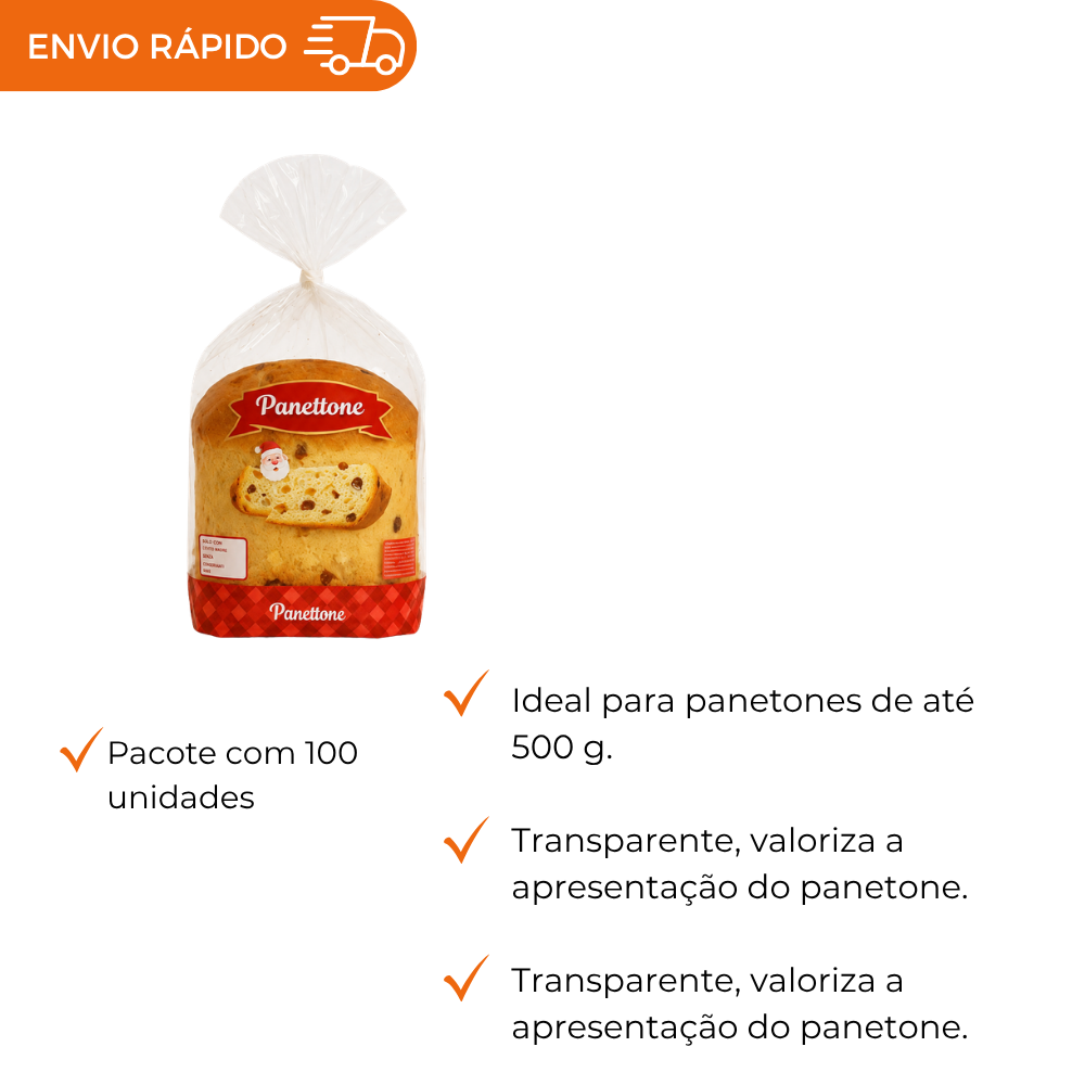 SACO PLAST POLIPROP IMPR PANETONE 25X35 - PC C/100