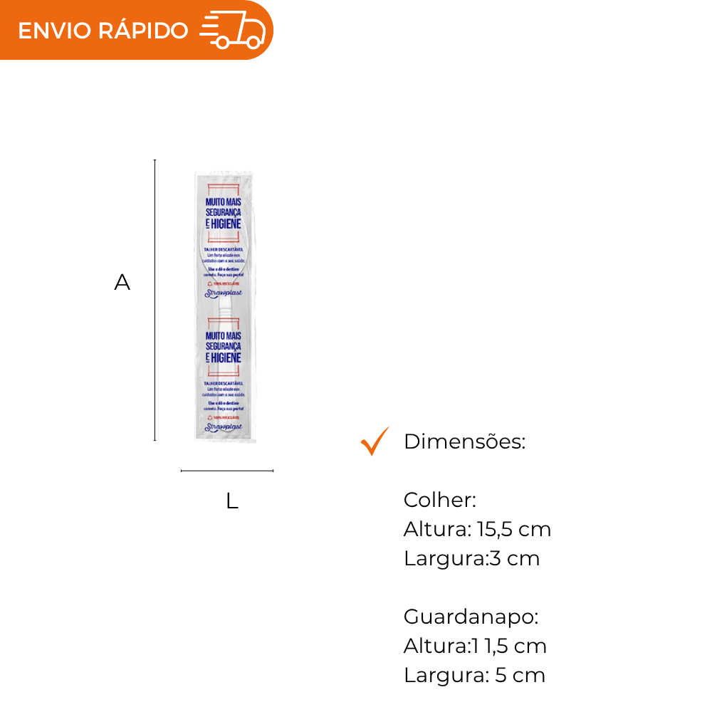KIT SACHE COLHER E GUARDANAPO BRANCO - CX C/200