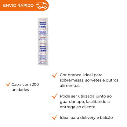 KIT SACHE COLHER E GUARDANAPO BRANCO - CX C/200