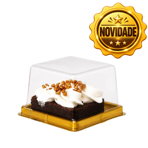 EMBALAGEM PARA MINI BOLO QUADRADA DOURADA 10 UNIDADES BROWNIE E MACARON