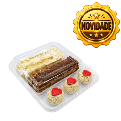 EMBALAGEM CRISTAL 4 CAVIDADES PARA DOCES, BOLOS E SALGADOS 5 UNIDADES