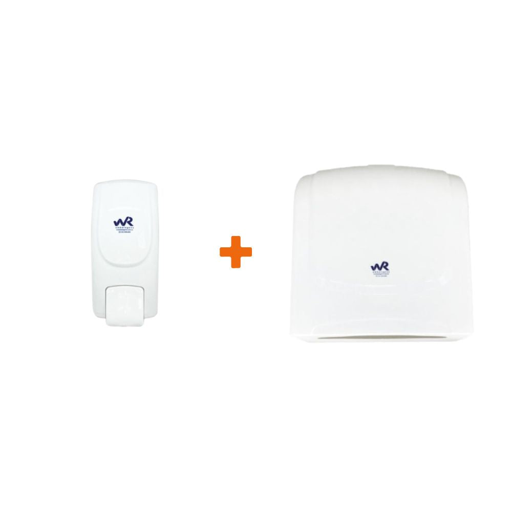 KIT HIGIENE – SABONETEIRA 600ML + DISPENSER PARA PAPEL TOALHA