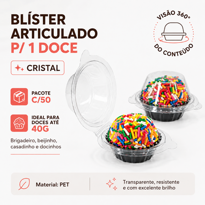 BLISTER PARA DOCES PET 50 UNIDADES | EMBALAGEM PARA DOCINHOS ATÉ 40G