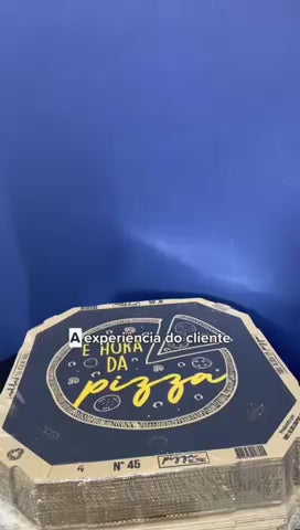 Embalagem para Pizza Kraft 45cm impressa "É hora da pizza" - Pacote com 25 unidades