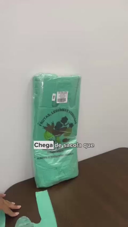 SACOLA C/ALCA 38X50 VERDE HORTFRUIT - PC C/500